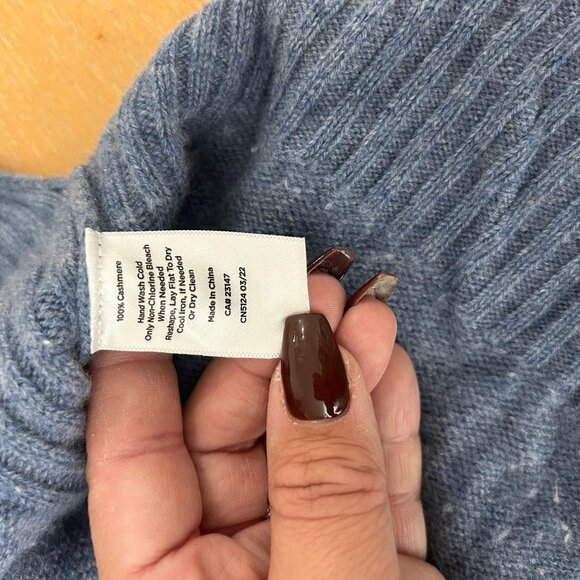 Haven Well Within Cashmere Sweater Womens XL Blue Half Zip Funnel Collar Ribbed - Picture 8 of 10